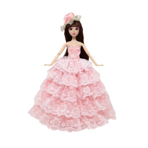 Inch Doll’s Full Dress Five Layers Lace Strapless Dress And Hat Romantic Clothing